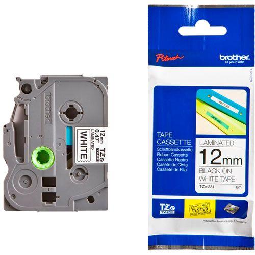 CINTA NEGRO/BLANCO 12MMX8M TZE231 - BROTHER